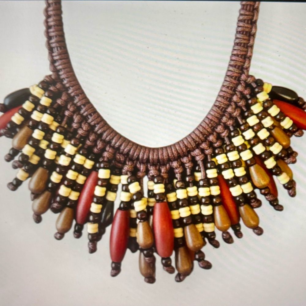 Chunky Boho Beaded Statement Necklace - Picture 3 of 5